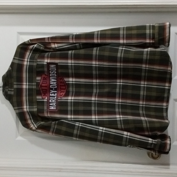 Harley-Davidson Men's Logo Plaid Slim Fit Shirt, 96513-19VM - Picture 3 of 7